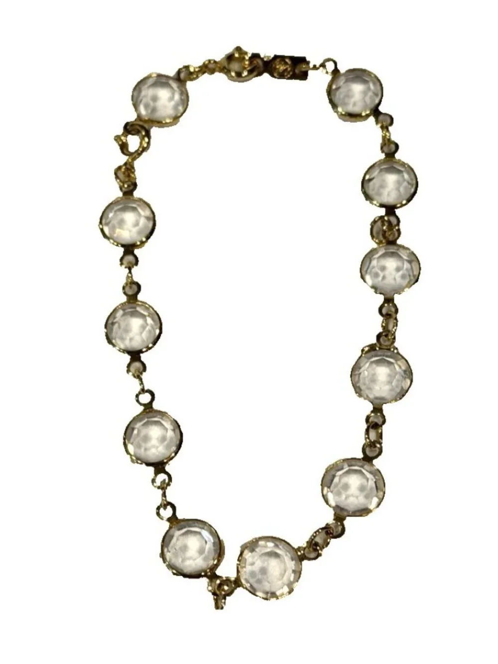 Swarovski Swan Clear Bezel Crystals Goldtone Bracelet Vintage 8.5